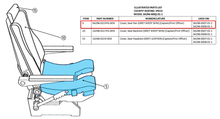 Cover, Pan, Captain/F Officer Seat