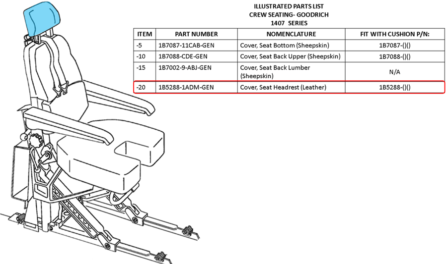 1407 Series, Seat Headrest Cover