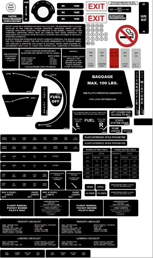 PA-38 Mandatory Interior Placard Set